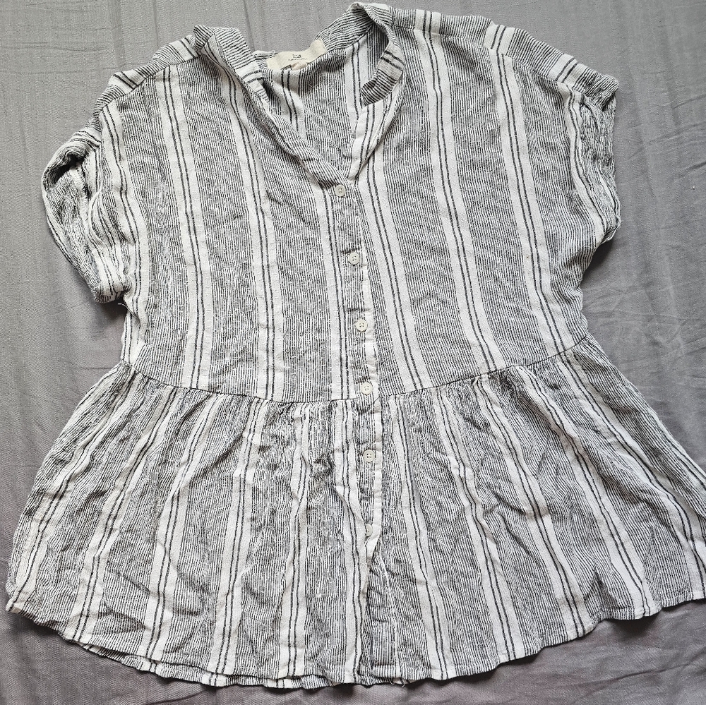 Grey and white striped top